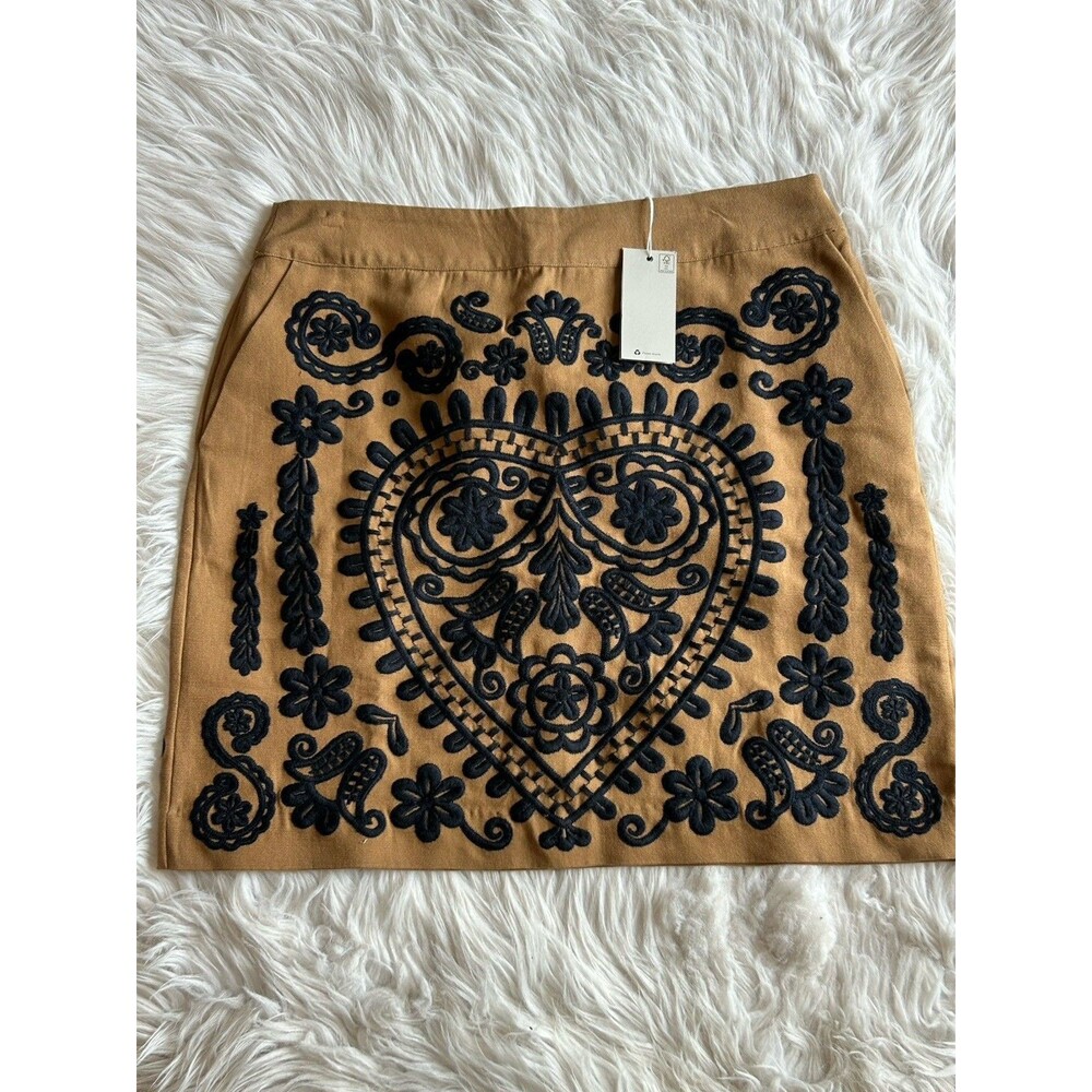 BODEN Women’s Size 10 Camel Brown Embroidered Mini Skirt NWT W/Pockets - Picture 5 of 15
